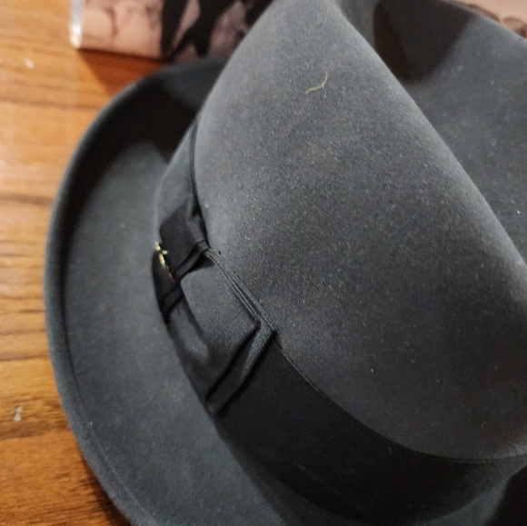 Vtg Stetson Stetsonian Fedora Beaver 7 1/4 Long Oval Gray/Black - Picture 6 of 10